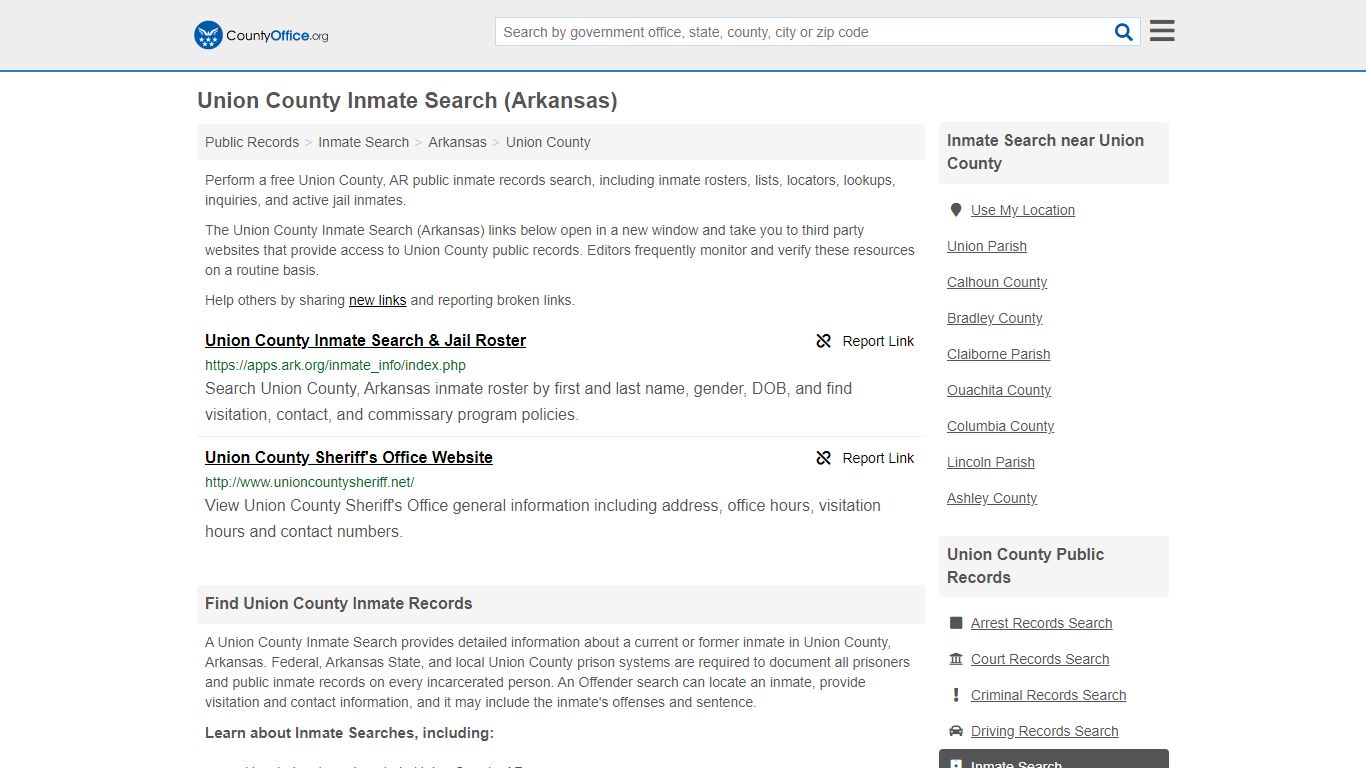 Union County, AR (Inmate Rosters & Locators) - County Office